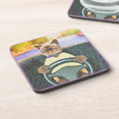 "Feline Driver" Niedliches Foto. Jetzt kaufen Getränkeuntersetzer (Linke Seite)