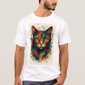 Feline Energy - Abstrakte Kunst des Katzenausdruck T-Shirt (Vorderseite)