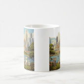 Feline Explorers im Merlion Park, Singapur Kaffeetasse (Mittel)