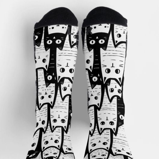 Feline Extravagant: Gemusterte Socken der schwarze (Oben)