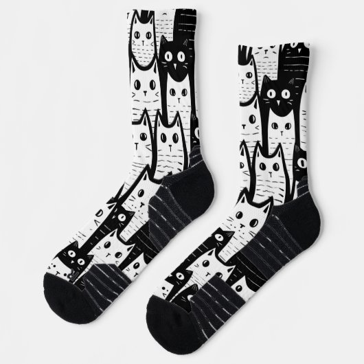 Feline Extravagant: Gemusterte Socken der schwarze (Links)