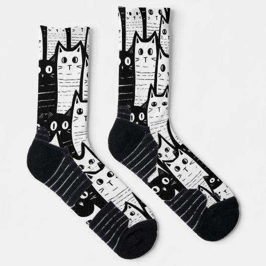 Feline Extravagant: Gemusterte Socken der schwarze (Rechts)