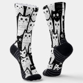 Feline Extravagant: Gemusterte Socken der schwarze (Gewinkelt)