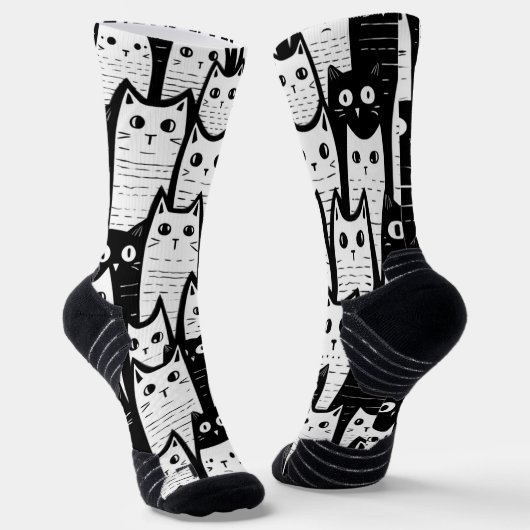 Feline Extravagant: Gemusterte Socken der schwarze (Gewinkelt)