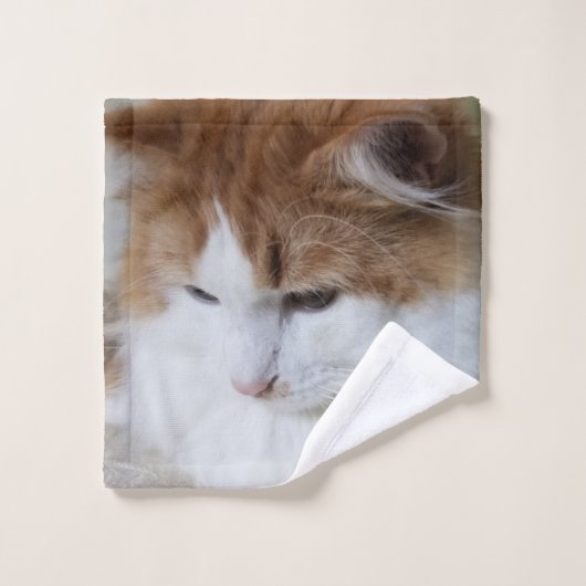 (Feline Extravagant) Kitty Contemplation: Cat Foto Badhandtuch Set (Waschlappen)