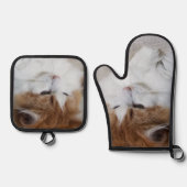 (Feline Extravagant) Kitty Contemplation: Cat Foto Ofenhandschuh & Topflappen-Set (Vorderseite)