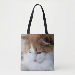 (Feline Extravagant) Kitty Contemplation: Cat Foto Tasche