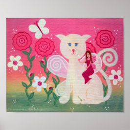 Feline Fairy Friends - 8x10 Kitty Cat Kinder Art Poster