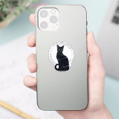 Feline Familiar - Gothic Black Cat with Runes Aufkleber (Telefon)