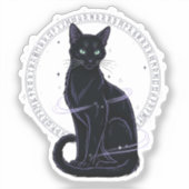 Feline Familiar - Gothic Black Cat with Runes Aufkleber (Vorderseite)