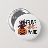 Feline Fang-tastisches Halloween Vampire Cat Desig Button (Vorne & Hinten)