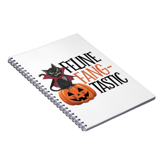 Feline Fang-tastisches Halloween Vampire Cat Desig Notizblock (Rechte Seite)