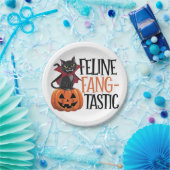 Feline Fang-tastisches Halloween Vampire Cat Desig Pappteller (Party)