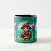 Feline Fantasy Adventure Zweifarbige Tasse (Mittel)