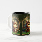 Feline Fantasy Adventure Zweifarbige Tasse (Vorderseite Links)