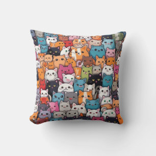 Feline Fantasy: Niedliche Anime Cats Galore Kissen