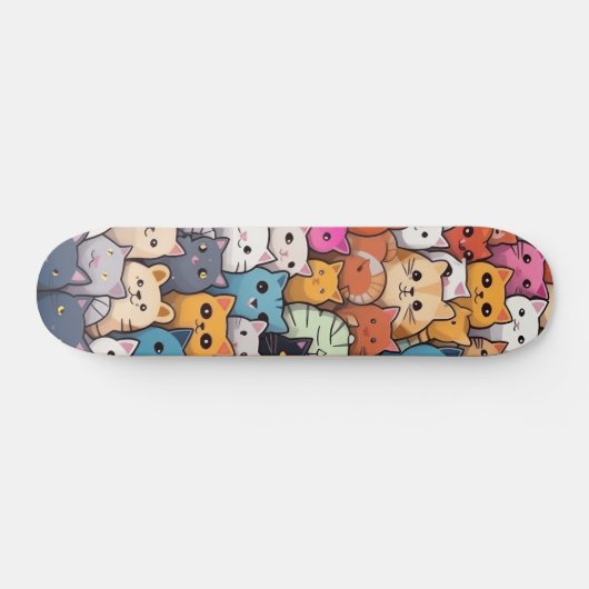 Feline Fantasy: Niedliche Anime Cats Galore Skateboard (Horizontal)