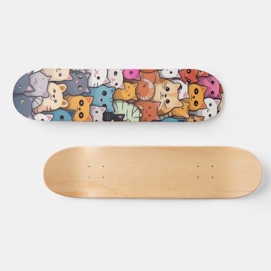 Feline Fantasy: Niedliche Anime Cats Galore Skateboard (Horizontal)
