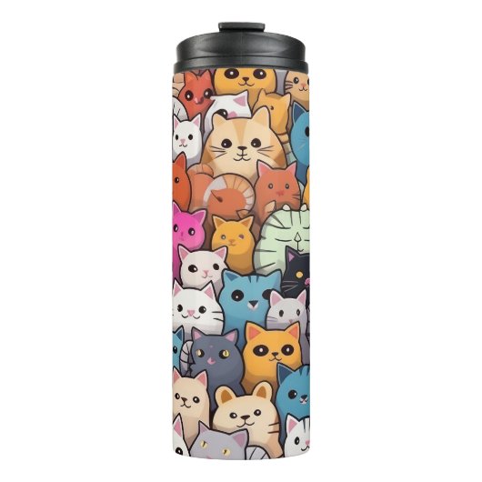 Feline Fantasy: Niedliche Anime Cats Galore Thermosbecher (Vorderseite)