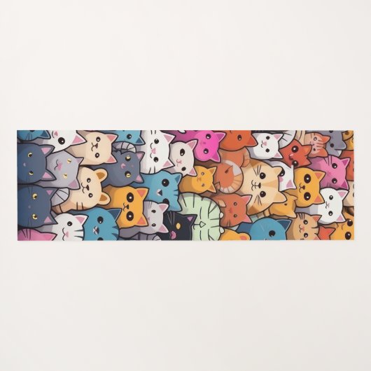 Feline Fantasy: Niedliche Anime Cats Galore Yogamatte (Rückseite (Horizontal))