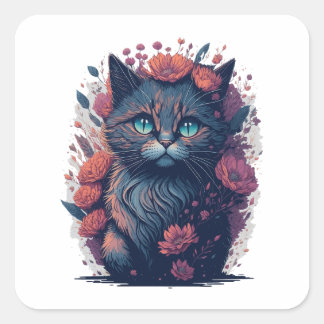 Feline Fashion Quadratischer Aufkleber