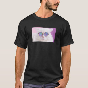 Feline Feine Freche Katze Mit Runder Brille Lebt T T-Shirt