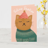 Feline Festive Grumpy Cat Weihnachtskarte Karte (Gelbe Blume)
