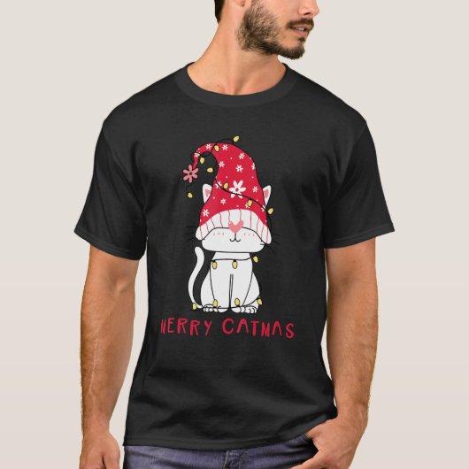 Feline Festive Xmas Holiday Merry Catmas Party T-Shirt (Vorderseite)