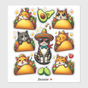 Feline Fiesta: Katzen und Tacos Aufkleber