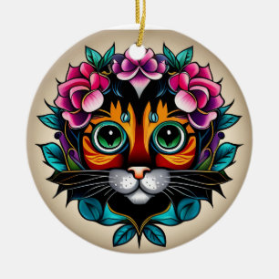 Feline Fiesta: Mexikanische Volkskunst Inspiriert  Keramik Ornament