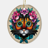 Feline Fiesta: Mexikanische Volkskunst Inspiriert  Keramik Ornament (Links)