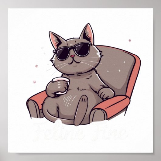 Feline Fine Digital Download - Perfekt für DTF Pri Poster (Vorne)