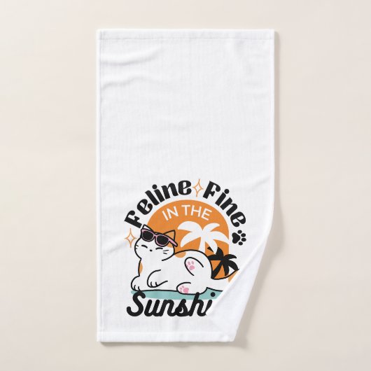 Feline Fine in the Sunshine - Entspannte Tropenkat Badhandtuch Set (Handtuch)