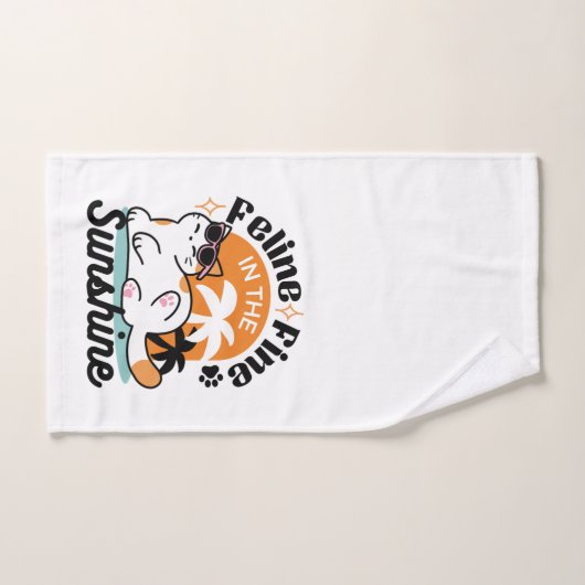 Feline Fine in the Sunshine - Entspannte Tropenkat Badhandtuch Set (Handtuch)