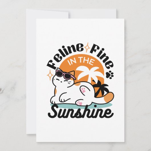 Feline Fine in the Sunshine - Entspannte Tropenkat Einladung (Vorderseite)