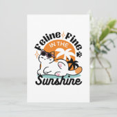 Feline Fine in the Sunshine - Entspannte Tropenkat Einladung (Stehend Vorderseite)