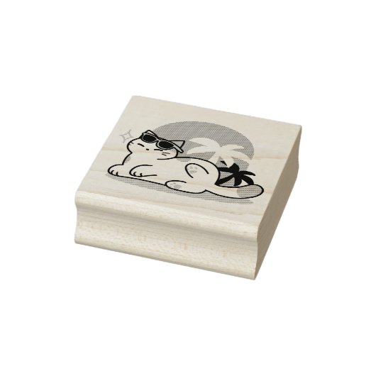 Feline Fine in the Sunshine - Entspannte Tropenkat Gummistempel (Stempel)