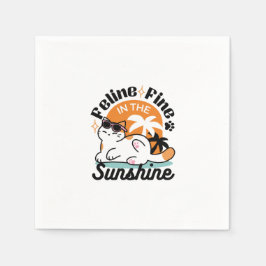 Feline Fine in the Sunshine - Entspannte Tropenkat Serviette
