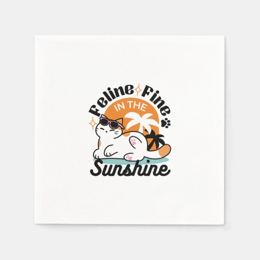 Feline Fine in the Sunshine - Entspannte Tropenkat Serviette (Vorderseite)
