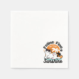 Feline Fine in the Sunshine - Entspannte Tropenkat Serviette