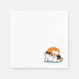 Feline Fine in the Sunshine - Entspannte Tropenkat Serviette