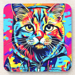 Feline Finesse: Beste katalanische Malerei Getränkeuntersetzer