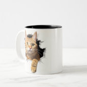"Feline Flair for Your Cup" Zweifarbige Tasse (Vorderseite Links)