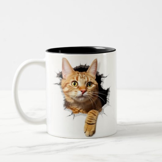 "Feline Flair for Your Cup" Zweifarbige Tasse (Links)