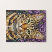 Feline & Floral | Cute Artistic Cat  Puzzle (Horizontal)