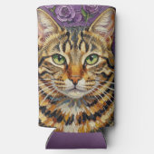 Feline & Floral | Cute Artistic Cat  Selters Dosenkühler (Rückseite)