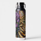 Feline & Floral | Cute Artistic Cat  Trinkflasche (Vorne)