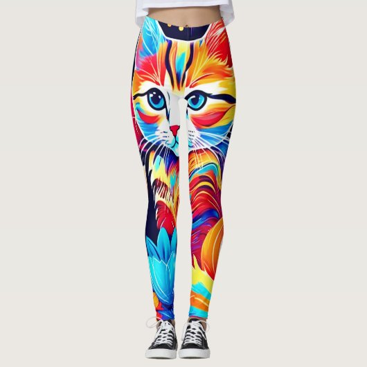 Feline Floral Fantasy Leggings (Vorderseite)
