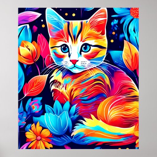 Feline Floral Fantasy Poster (Vorne)