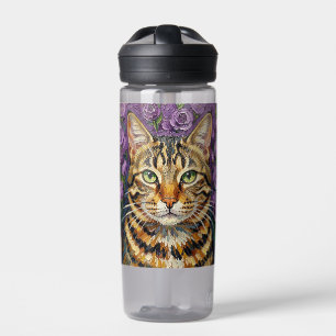 Feline & Floral Persönliche Kunstkatze Trinkflasche